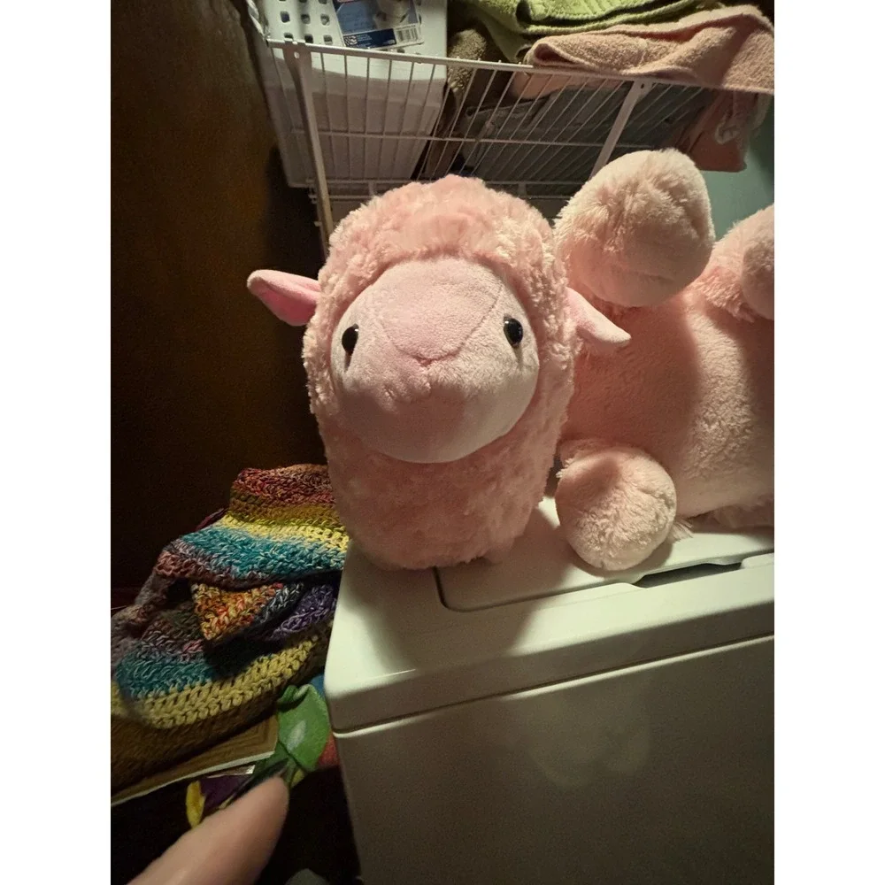 Kellytoy Pink Sheep Lamb Plush Stuffed Animal Curly Shaggy Faux Fur Toy - Picture 2 of 6